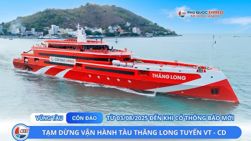 Tàu Thăng Long Vũng Tàu - Côn Đảo tạm ngừng khai thác để bảo dưỡng từ 8/2026