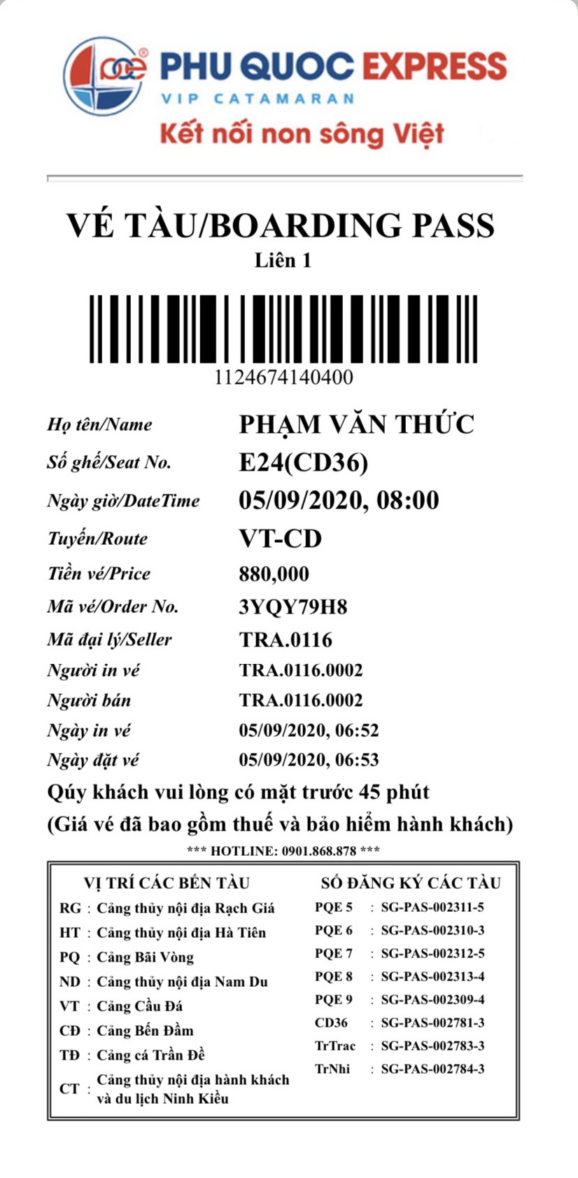 Vé tàu côn đảo